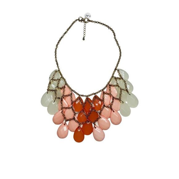 NWT Handmade Pink, Red & White Statement Necklace - Picture 8 of 12